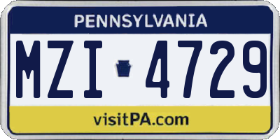 PA license plate MZI4729