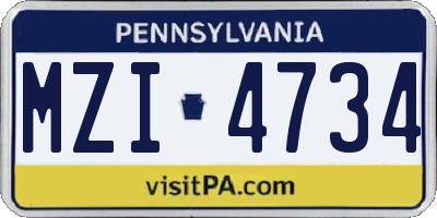 PA license plate MZI4734