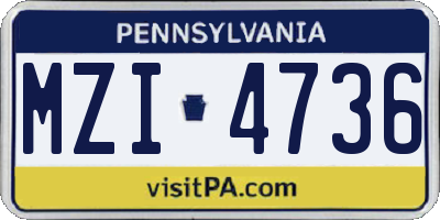 PA license plate MZI4736