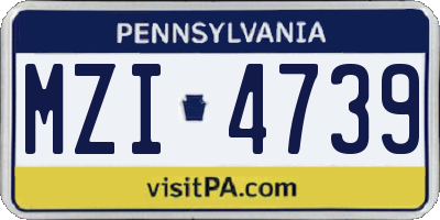 PA license plate MZI4739