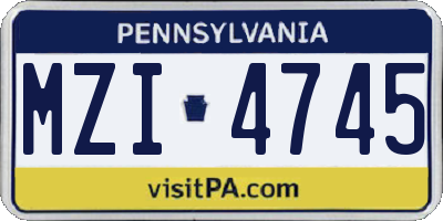 PA license plate MZI4745