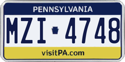 PA license plate MZI4748