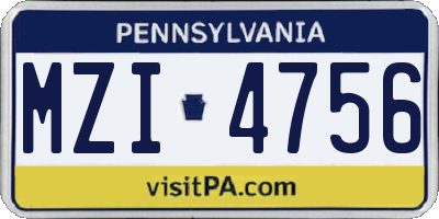 PA license plate MZI4756