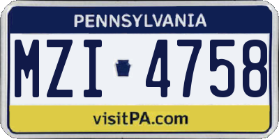 PA license plate MZI4758