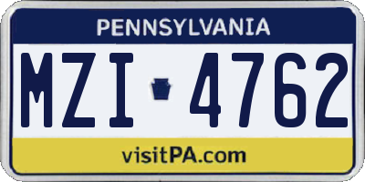 PA license plate MZI4762