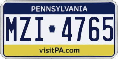 PA license plate MZI4765