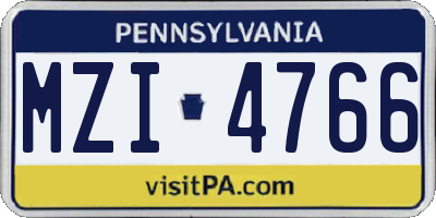 PA license plate MZI4766