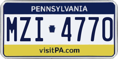 PA license plate MZI4770