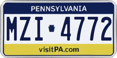 PA license plate MZI4772