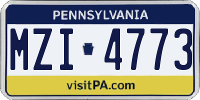 PA license plate MZI4773