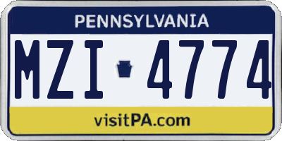 PA license plate MZI4774