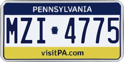 PA license plate MZI4775