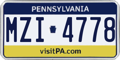 PA license plate MZI4778