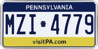 PA license plate MZI4779