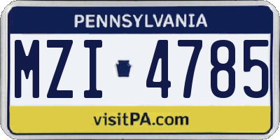 PA license plate MZI4785