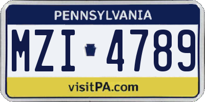PA license plate MZI4789
