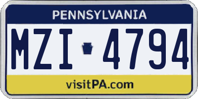 PA license plate MZI4794