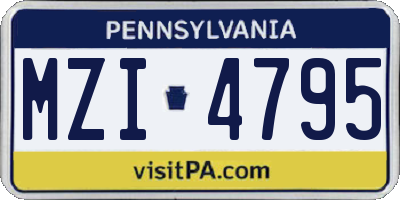 PA license plate MZI4795