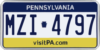 PA license plate MZI4797