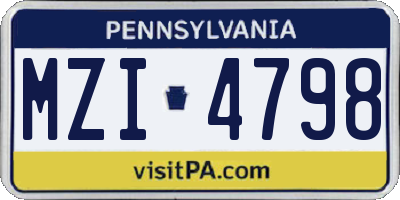 PA license plate MZI4798
