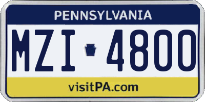PA license plate MZI4800