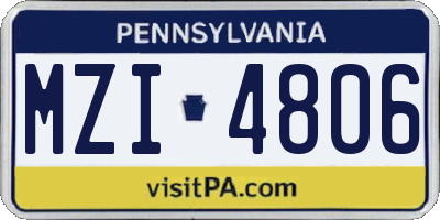 PA license plate MZI4806