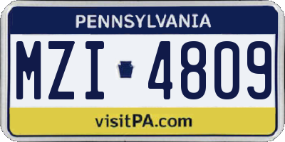 PA license plate MZI4809