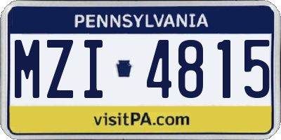 PA license plate MZI4815