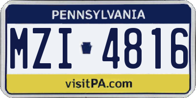 PA license plate MZI4816