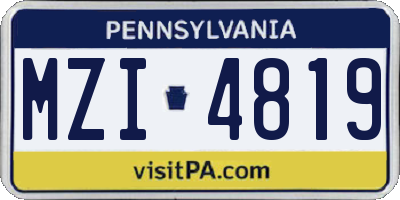 PA license plate MZI4819