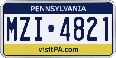 PA license plate MZI4821