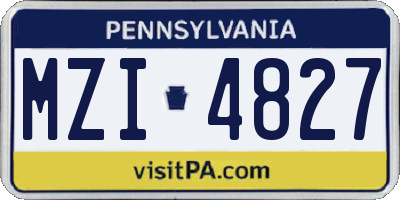 PA license plate MZI4827
