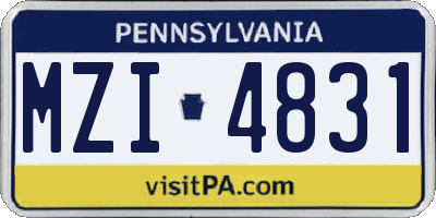 PA license plate MZI4831
