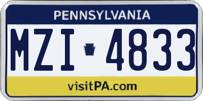 PA license plate MZI4833