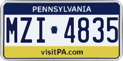 PA license plate MZI4835