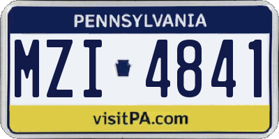 PA license plate MZI4841