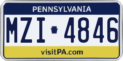 PA license plate MZI4846
