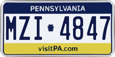 PA license plate MZI4847