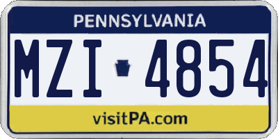 PA license plate MZI4854