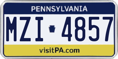 PA license plate MZI4857