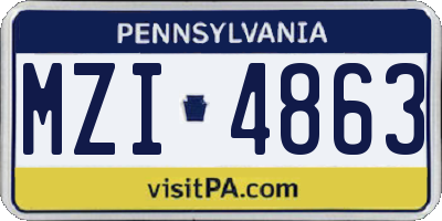 PA license plate MZI4863