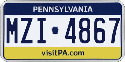 PA license plate MZI4867