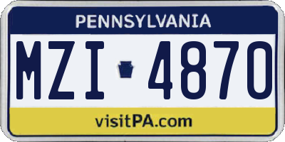 PA license plate MZI4870