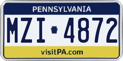 PA license plate MZI4872