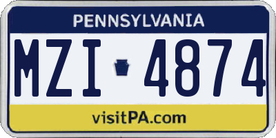 PA license plate MZI4874