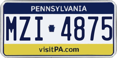 PA license plate MZI4875