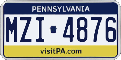 PA license plate MZI4876