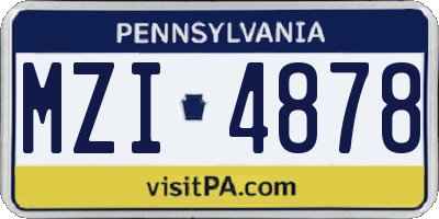 PA license plate MZI4878