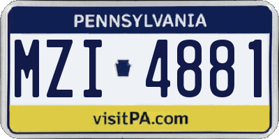PA license plate MZI4881
