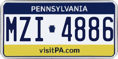 PA license plate MZI4886
